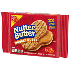 NUTTER BUTTER Double Nutty Peanut Butter Sandwich Cookies Family Size, 15.27 oz.