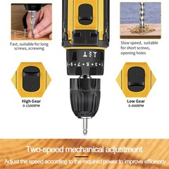 Cordless Brushless Impact Driver Hammer Drill Combo Kit with 2 Battery & Charger