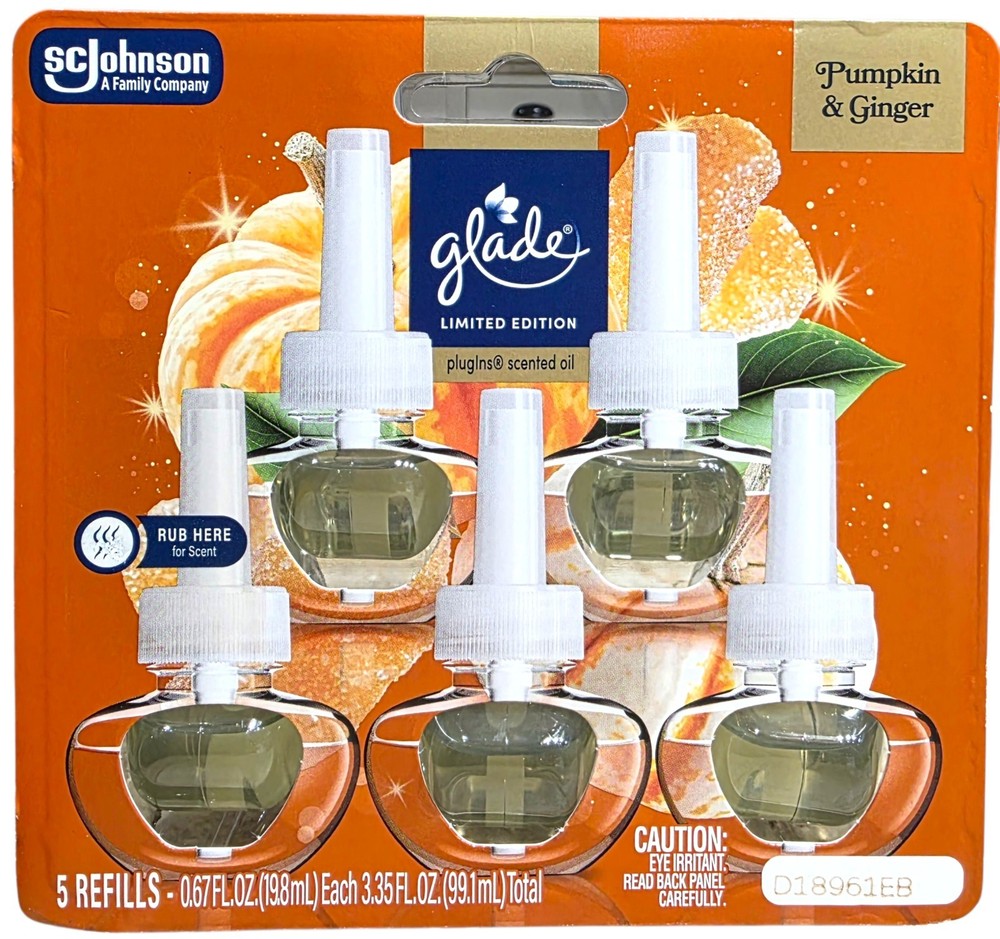 Glade PlugIn Refills Air Freshener Pumpkin & Ginger Scented Oil 5 Count