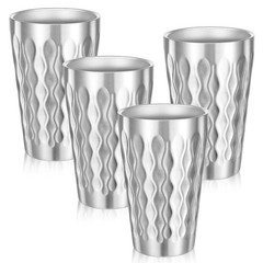 4 Pack Stainless Steel Double Wall Cups, 16 oz Insulated Tumbler, Unbreakable…