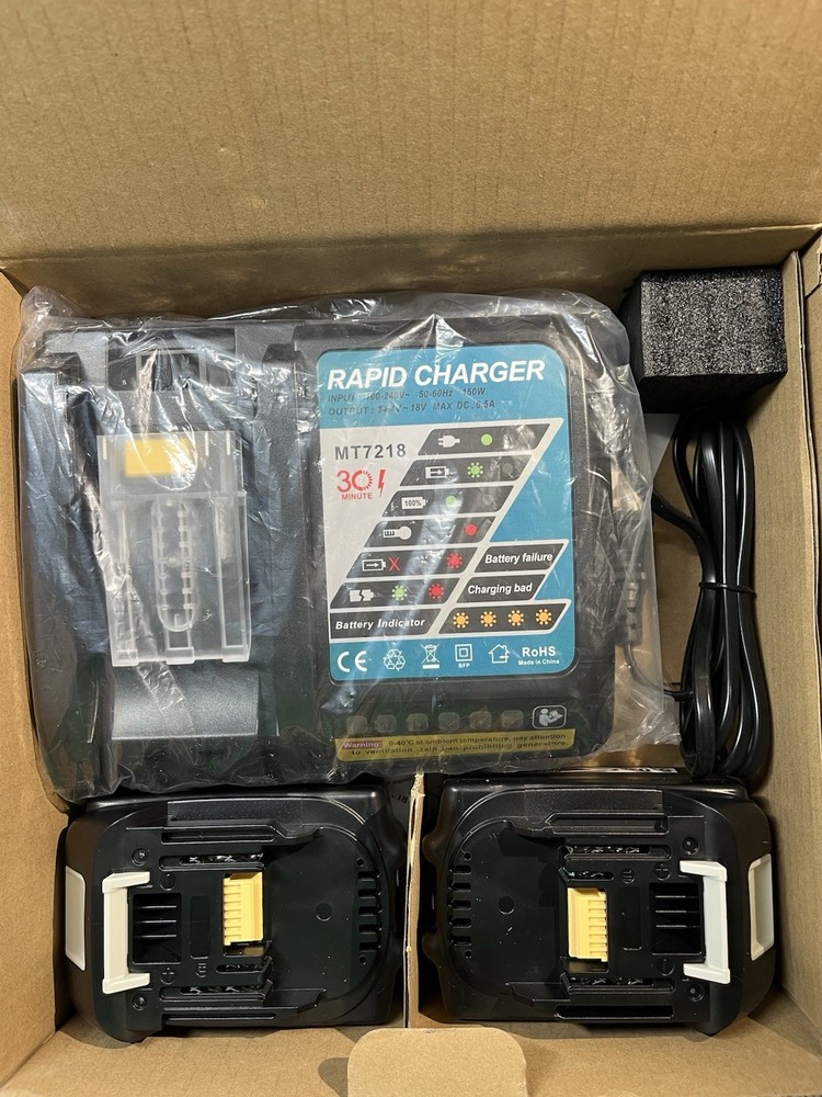 2 PC BL1860B 6.5Ah Kit for Makita 18V 6Ah 5Ah Lithium Battery with Charger Combo