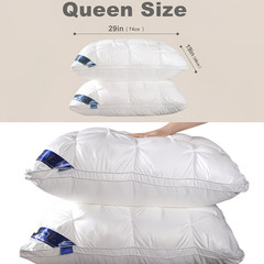2 Pack Hotel Quality Bed Pillows Quilted Down Alternative Gusseted queen size