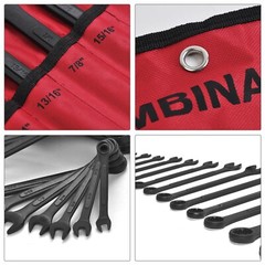 16 Pc SAE Combination Wrench Set 1/4 to 1-1/4in SAE Wrench Set w/ Roll Up Pouch