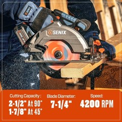 SENIX 20V Max 7-1/4″ Circular Saw with 4.0Ah Battery & Charger PSCX2-M3