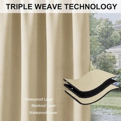 Outdoor Curtains Waterproof Blackout Thermal Insulated Patio Porch Gazebo Drapes