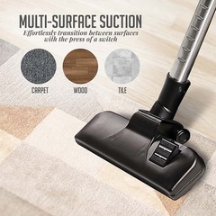 Ovente Electric Canister Vacuum Cleaner 1.5L, Lightweight, Portable, Corded