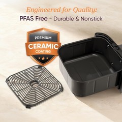 6Qt 9-in-1 TurboBlaze Air Fryer Ceramic Coating 90°-450°F Precise Heating