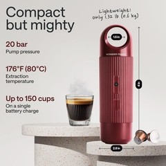 Portable Espresso Machine Travel Coffee Maker for Pods & Grounds Mini 5 Cup Make