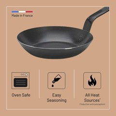 – Blue Carbon Steel Fry Pan 2mm Thick – 8” Diameter, 5.5” Cooking Surface – O…