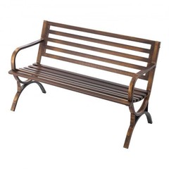Outdoor Bench, 50 inch, Carbon Steel Metal Frame with Slatted Pattern Backrest