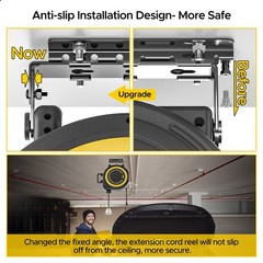 50FT Heavy Duty Retractable Extension Cord Reel, 14AWG/3C 1625W,180° Swivel