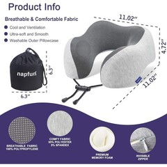 Napfun Travel Pillow Neck Support Memory Foam Gray Comfortable