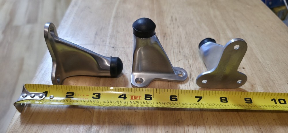 NOS VTG Lot 3 Satin Nickel Wall Door Stops Heavy Duty Commercial Rubber Bumper