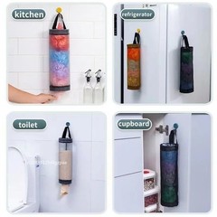 1 Pc Plastic Bag Holder Grocery Bag Holder Mesh Hanging Storage Bag Dispenser