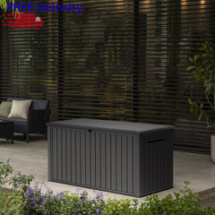 Keter 170 Gal Resin Deck Box Outdoor Storage Bench Patio Cushion Organizer New