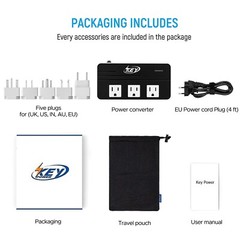 220V to 110V Step Down Voltage Converter 2-Outlet 4 USB Travel Adapter Converter