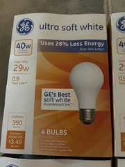 GE – 40 Watt (uses 29 w) – Soft White – Light Bulbs – 4Packs/16 Bulbs