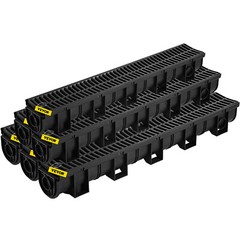 VEVOR Drainage Trench Driveway Channel Drain Kit Plastic Grate-5.8″x5.2″-6 Pack