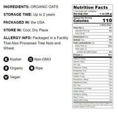 Organic Rolled Oats — Non-GMO, Kosher, Raw, Vegan — by Food to Live
