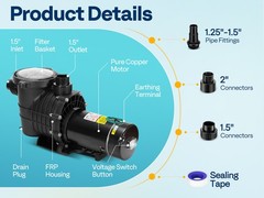 2.0HP Swimming Pool Pump 115V/230V 6800GPH w/ Self-Priming Motor In/Above Ground