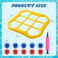 Inflatable Pool Tic-Tac-Toe Game Set with 10 Balls for Adults Kids Teens