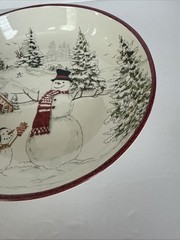 Williams Sonoma Snowman Serving Bowl 8.5″ Winter Christmas Retired