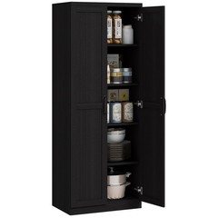 63″ Rustic 2-Door Kitchen Freestanding Storage Cabinet Pantry Shelves, Brown