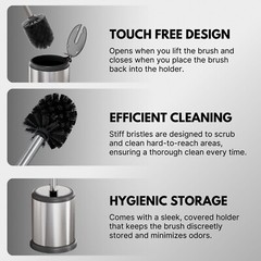 Premium Quality Bathroom Toilet Cleaning Flexible Brush and Holder Set With Lid
