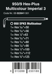 Wera 950/9 Hex-Plus Multicolor 3 L-Key Set SAE 9 Pieces 05022641001
