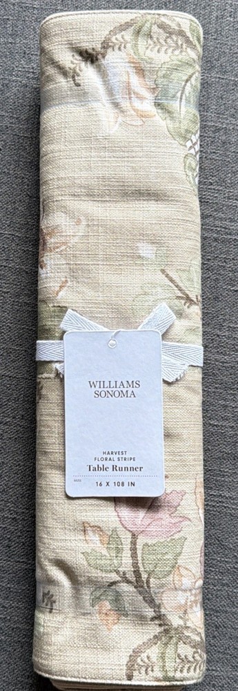 Williams-Sonoma Harvest Floral Stripe Table Runner 16”x108”