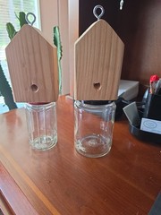 Carpenter Bee traps Handmade with soft pinewood Various size jars
