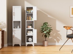 Kitchen Pantry Cabinet With 2 Doors and Adjustable Shelves metal Storage Cabinet