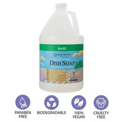 PlantBased Liquid Dish Soap Refill, Concentrated, Max Grease Power, Basil Scent