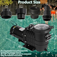 Hayward 1.5HP-2.5HP In/Above Ground Swimming Pool Pump w Motor Strainer Basket