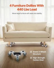 Furniture Dolly, 440 lbs Load Capacity, 3 Wheel Steel 6.3″ Tri-dolly Heavy Duty