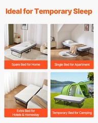 Rollaway Bed Folding Bed with 5 inches Foam Mattress for Adults & Guest