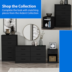Mainstays Ardent Nightstand, 1 Drawer Bedside Table, Wood Storage Cabinet, Black
