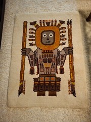 Vintage Native South American Ecuador Wool Rug Wall Hanging 44×32″