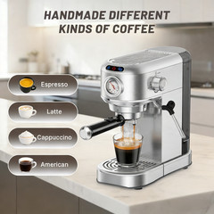 20 Bar Compact Espresso Machine with Milk Frother & 34oz Removable Water Tank