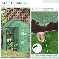4.67 x 2.4 ft Walk-in Greenhouse Garden Hot House with 4 Shelves Roll-Up Door