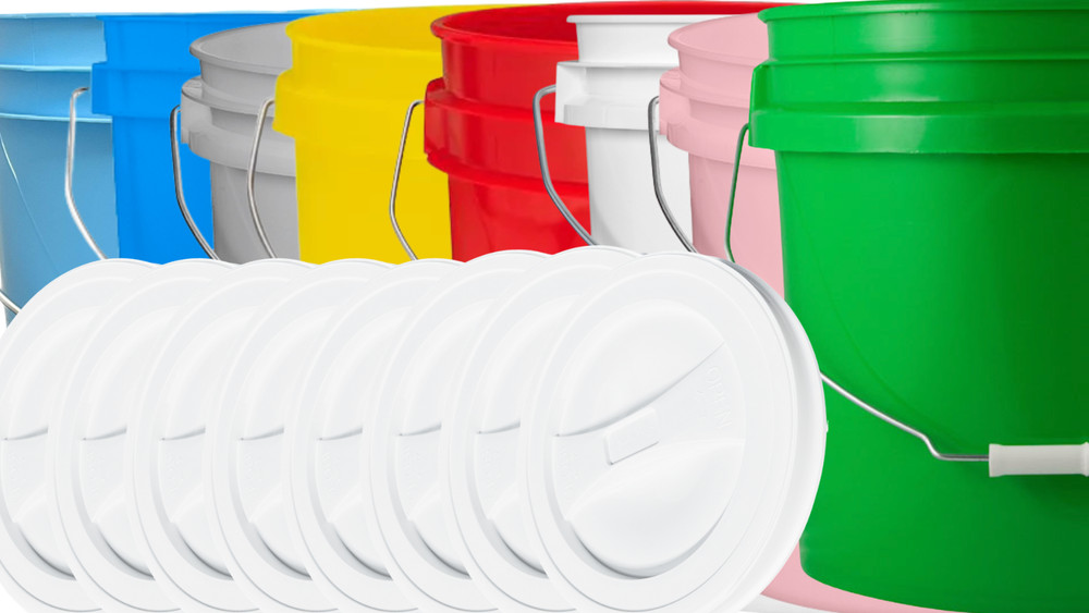 2 Gallon Food Grade BPA Free Plastic Buckets with Screw On Lids (Pack of 8)