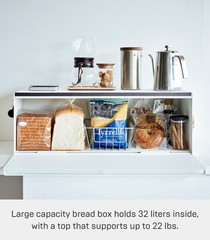 Yamazaki Home Tower Bread Box Wide Kitchen Countertop Storage Bin Organizer