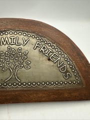 Vintage Wall Plaque Metal Wood Faith, Family, Friends