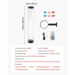 Bubble Tube Lamp 16 Color 2.67 ft Sensory Aquarium Lamp for Relief Calming