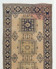 4.6×12 Ft Vintage Anatolian Oushak Runner Rug. Hand Knotted Wool Rug