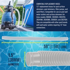 3 Pack of White Above Ground Pool Hose Replacement 1.5″ Diameter x 59″ Long