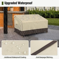 58In 2-Seater Loveseat Cover Waterproof Outdoor Couch Heavy Duty Black & Brown