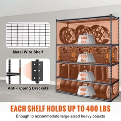Uimoso Storage Shelving Unit 24*60*78″ Garage Rack 5-Tier Load 2000 lbs