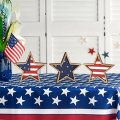 3Pcs Patriotic Wooden Star Decor American Flag Tabletop Ornament for 4th of July