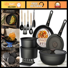 21 Pcs Non-Stick Ceramic Cookware Set, Detachable Handle, Oven Safe, Induction R
